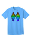 Adult T-Shirt Featuring Rainbow Lesbian Women Holding Hands - A Symbol of Pride and Unity-Mens T-shirts-TooLoud-Aquatic-Blue-Small-Davson Sales