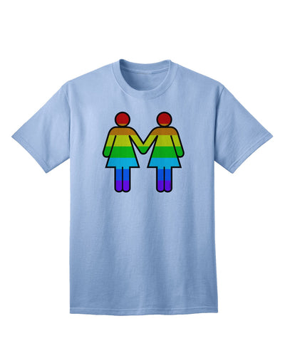 Adult T-Shirt Featuring Rainbow Lesbian Women Holding Hands - A Symbol of Pride and Unity-Mens T-shirts-TooLoud-Light-Blue-Small-Davson Sales