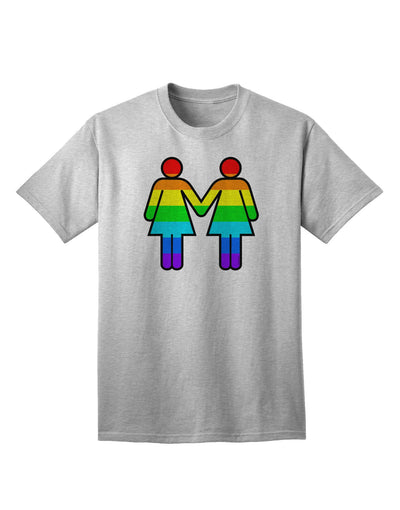 Adult T-Shirt Featuring Rainbow Lesbian Women Holding Hands - A Symbol of Pride and Unity-Mens T-shirts-TooLoud-AshGray-Small-Davson Sales