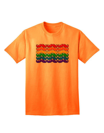 Adult T-Shirt Featuring Rainbow Mustaches: A Celebration of Gay Pride Flag Imagery-Mens T-shirts-TooLoud-Neon-Orange-Small-Davson Sales