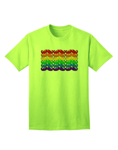 Adult T-Shirt Featuring Rainbow Mustaches: A Celebration of Gay Pride Flag Imagery-Mens T-shirts-TooLoud-Neon-Green-Small-Davson Sales