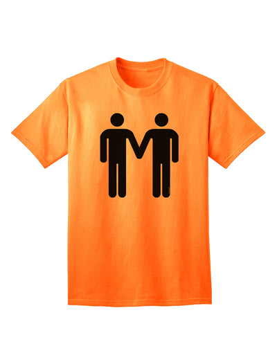 Adult T-Shirt Featuring Symbolic Representation of Gay Men Holding Hands-Mens T-shirts-TooLoud-Neon-Orange-Small-Davson Sales