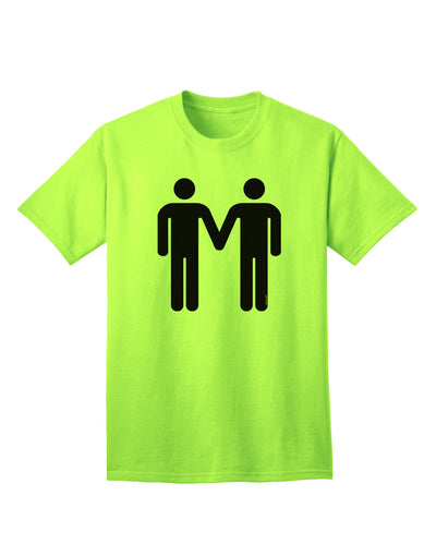 Adult T-Shirt Featuring Symbolic Representation of Gay Men Holding Hands-Mens T-shirts-TooLoud-Neon-Green-Small-Davson Sales