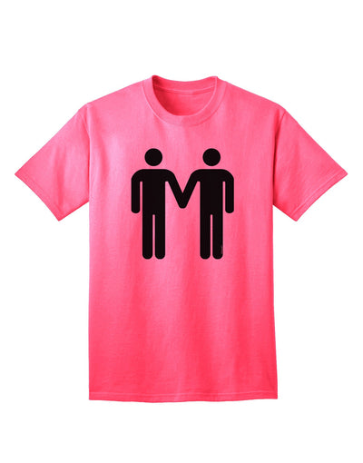 Adult T-Shirt Featuring Symbolic Representation of Gay Men Holding Hands-Mens T-shirts-TooLoud-Neon-Pink-Small-Davson Sales