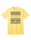 Adult T-Shirt Featuring Ugly Christmas Sweater Design with Snowflake and Reindeer Pattern-Mens T-shirts-TooLoud-Yellow-Small-Davson Sales