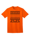 Adult T-Shirt Featuring Ugly Christmas Sweater Design with Snowflake and Reindeer Pattern-Mens T-shirts-TooLoud-Orange-Small-Davson Sales