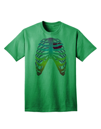 Adult T-Shirt: Rainbow Skeleton Ribcage with Heart - A Unique Fashion Statement-Mens T-shirts-TooLoud-Kelly-Green-Small-Davson Sales