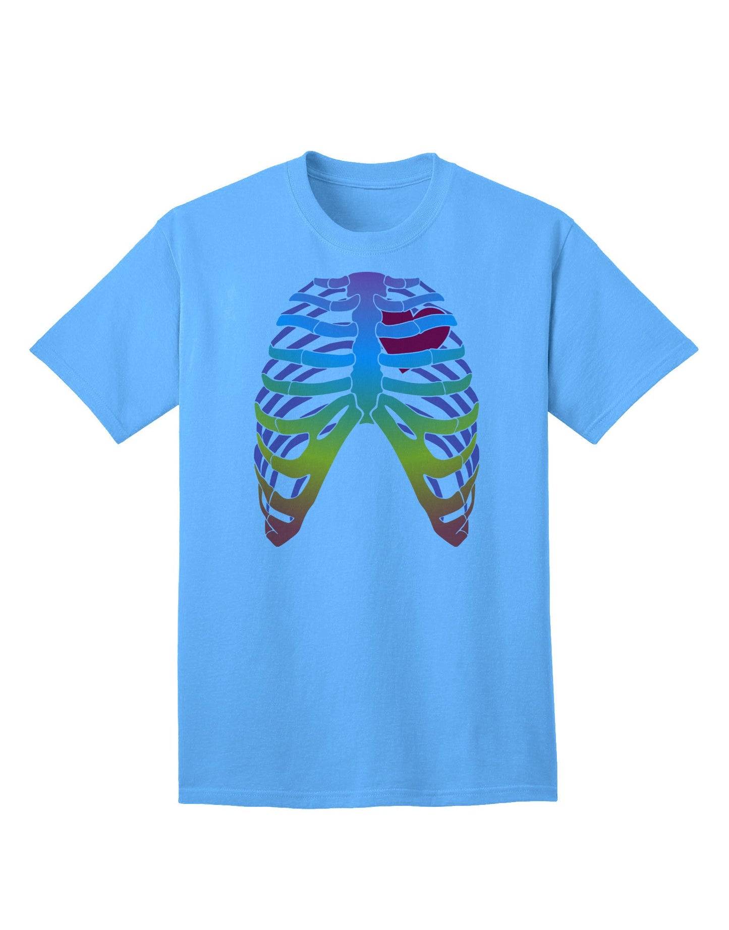 Adult T-Shirt: Rainbow Skeleton Ribcage with Heart - A Unique Fashion Statement-Mens T-shirts-TooLoud-Aquatic-Blue-Small-Davson Sales