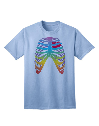 Adult T-Shirt: Rainbow Skeleton Ribcage with Heart - A Unique Fashion Statement-Mens T-shirts-TooLoud-Light-Blue-Small-Davson Sales