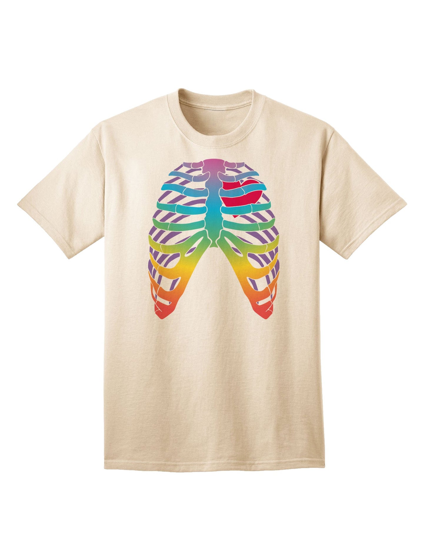 Adult T-Shirt: Rainbow Skeleton Ribcage with Heart - A Unique Fashion Statement-Mens T-shirts-TooLoud-Natural-Small-Davson Sales