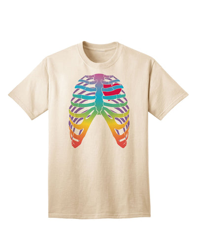 Adult T-Shirt: Rainbow Skeleton Ribcage with Heart - A Unique Fashion Statement-Mens T-shirts-TooLoud-Natural-Small-Davson Sales
