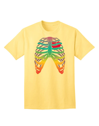 Adult T-Shirt: Rainbow Skeleton Ribcage with Heart - A Unique Fashion Statement-Mens T-shirts-TooLoud-Yellow-Small-Davson Sales