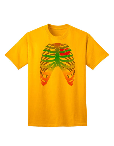 Adult T-Shirt: Rainbow Skeleton Ribcage with Heart - A Unique Fashion Statement-Mens T-shirts-TooLoud-Gold-Small-Davson Sales