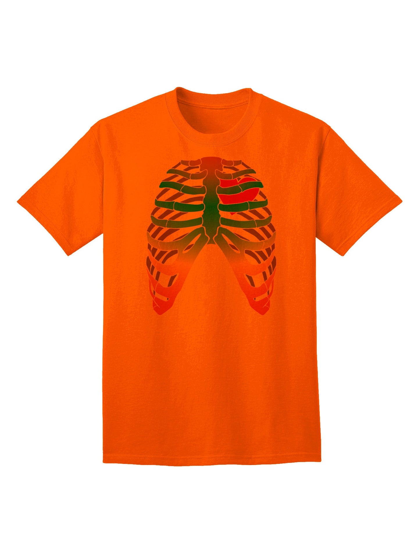 Adult T-Shirt: Rainbow Skeleton Ribcage with Heart - A Unique Fashion Statement-Mens T-shirts-TooLoud-Orange-Small-Davson Sales