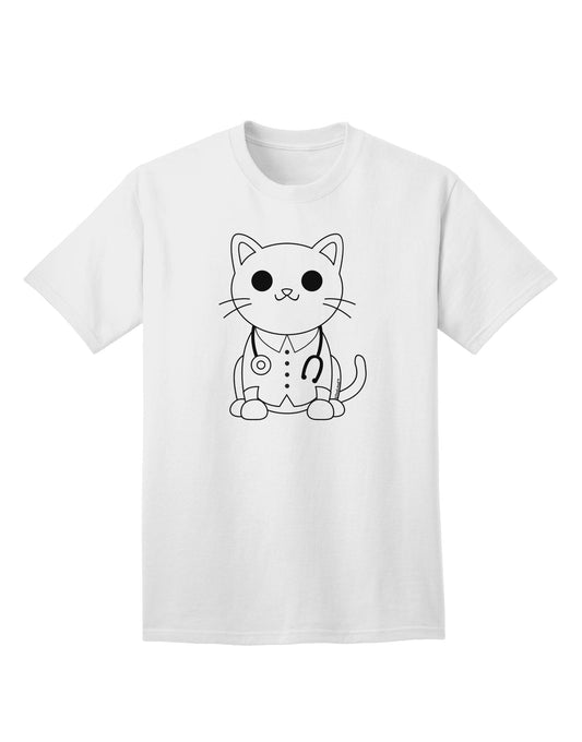 Adult T-Shirt in Cat Doctor Coloring Book Style: A Unique Fashion Statement-Mens T-shirts-TooLoud-White-Small-Davson Sales