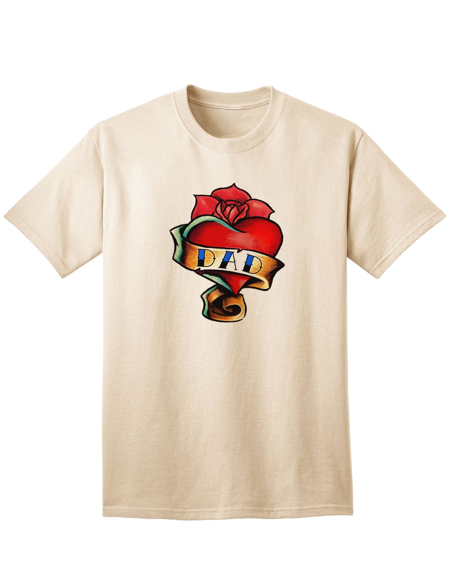 Adult T-Shirt with Tattoo Heart Design for Fathers-Mens T-shirts-TooLoud-Natural-Small-Davson Sales