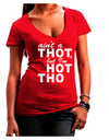 Ain't a THOT but I'm HOT THO Juniors V-Neck Dark T-Shirt-Womens V-Neck T-Shirts-TooLoud-Red-Juniors Fitted Small-Davson Sales