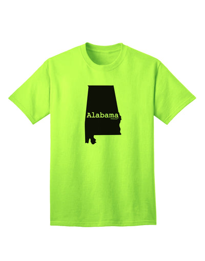 Alabama State Adult T-Shirt with United States Shape - Exclusively by TooLoud-Mens T-shirts-TooLoud-Neon-Green-Small-Davson Sales