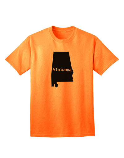 Alabama State Adult T-Shirt with United States Shape - Exclusively by TooLoud-Mens T-shirts-TooLoud-Neon-Orange-Small-Davson Sales