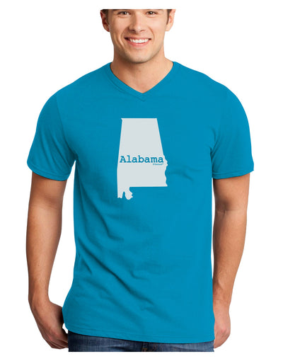 Alabama - United States Shape Adult Dark V-Neck T-Shirt by TooLoud-Mens V-Neck T-Shirt-TooLoud-Turquoise-Small-Davson Sales