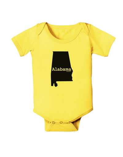 Alabama - United States Shape Baby Romper Bodysuit by TooLoud-Baby Romper-TooLoud-Yellow-06-Months-Davson Sales