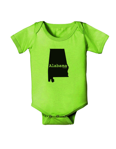 Alabama - United States Shape Baby Romper Bodysuit by TooLoud-Baby Romper-TooLoud-Lime-Green-06-Months-Davson Sales