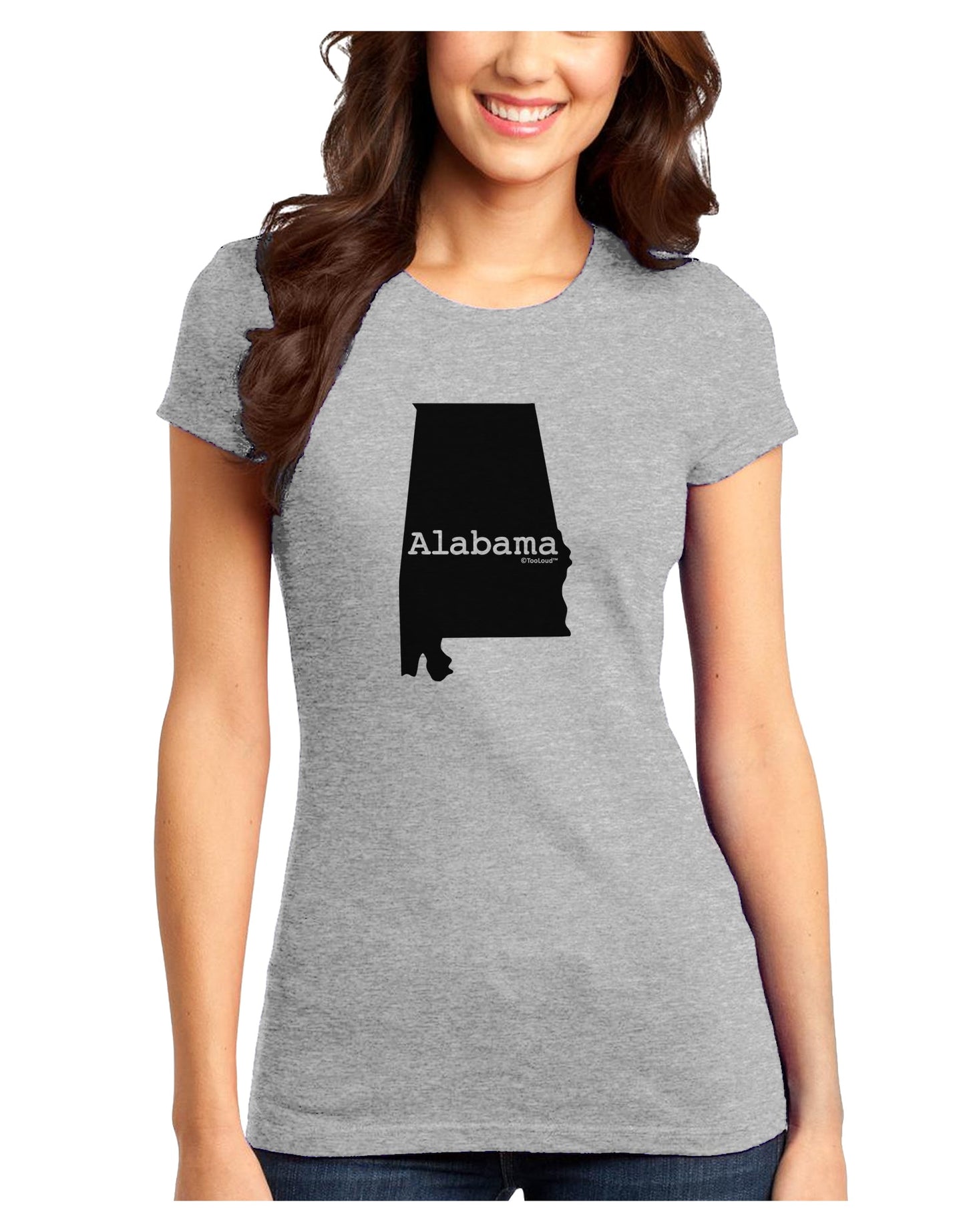 Alabama - United States Shape Juniors T-Shirt by TooLoud-Womens Juniors T-Shirt-TooLoud-Ash-Gray-Juniors Fitted X-Small-Davson Sales