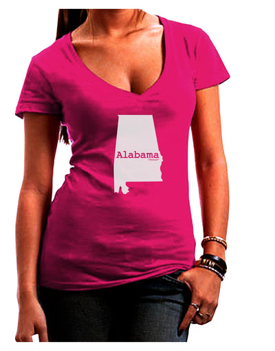 Alabama - United States Shape Juniors V-Neck Dark T-Shirt by TooLoud-Womens V-Neck T-Shirts-TooLoud-Hot-Pink-Juniors Fitted Small-Davson Sales