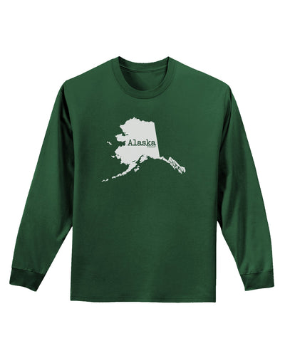 Alaska - United States Shape Adult Long Sleeve Dark T-Shirt by TooLoud-TooLoud-Dark-Green-Small-Davson Sales