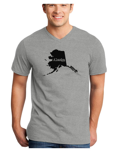 Alaska - United States Shape Adult V-Neck T-shirt by TooLoud-Mens V-Neck T-Shirt-TooLoud-HeatherGray-Small-Davson Sales