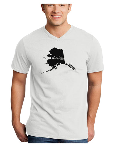 Alaska - United States Shape Adult V-Neck T-shirt by TooLoud-Mens V-Neck T-Shirt-TooLoud-White-Small-Davson Sales