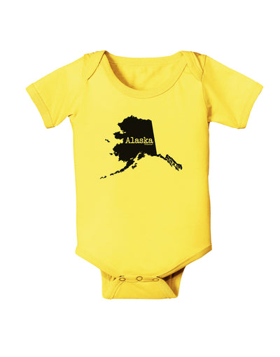 Alaska - United States Shape Baby Romper Bodysuit by TooLoud-Baby Romper-TooLoud-Yellow-06-Months-Davson Sales