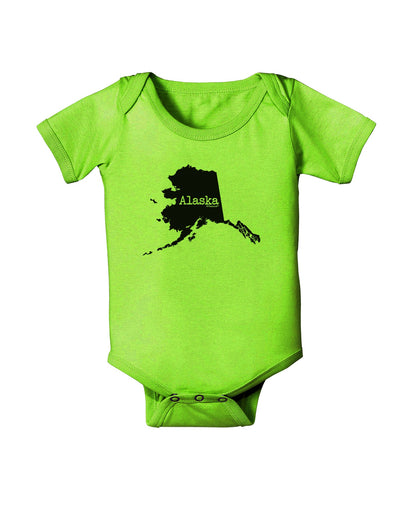 Alaska - United States Shape Baby Romper Bodysuit by TooLoud-Baby Romper-TooLoud-Lime-Green-06-Months-Davson Sales