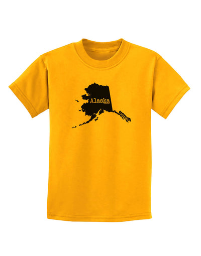 Alaska - United States Shape Childrens T-Shirt by TooLoud-Childrens T-Shirt-TooLoud-Gold-X-Small-Davson Sales