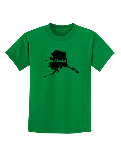 Alaska - United States Shape Childrens T-Shirt by TooLoud-Childrens T-Shirt-TooLoud-Kelly-Green-X-Small-Davson Sales