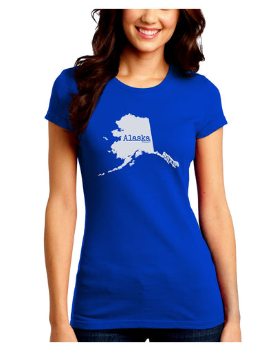 Alaska - United States Shape Juniors Crew Dark T-Shirt by TooLoud-T-Shirts Juniors Tops-TooLoud-Royal-Blue-Juniors Fitted Small-Davson Sales