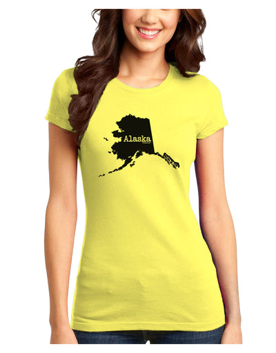 Alaska - United States Shape Juniors T-Shirt by TooLoud-Womens Juniors T-Shirt-TooLoud-Yellow-Juniors Fitted X-Small-Davson Sales