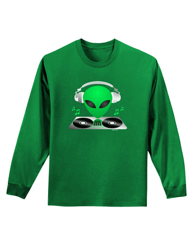 Alien DJ Adult Long Sleeve Dark T-Shirt-TooLoud-Kelly-Green-Small-Davson Sales