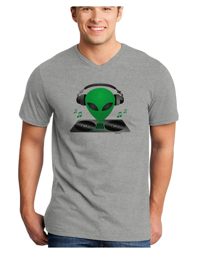 Alien DJ Adult V-Neck T-shirt-Mens V-Neck T-Shirt-TooLoud-HeatherGray-Small-Davson Sales