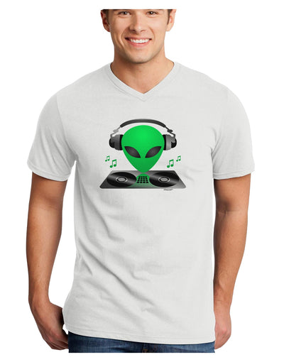 Alien DJ Adult V-Neck T-shirt-Mens V-Neck T-Shirt-TooLoud-White-Small-Davson Sales