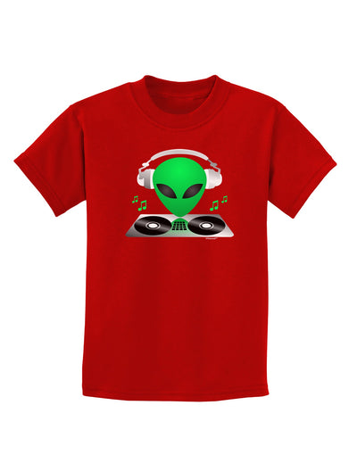 Alien DJ Childrens Dark T-Shirt-Childrens T-Shirt-TooLoud-Red-X-Small-Davson Sales