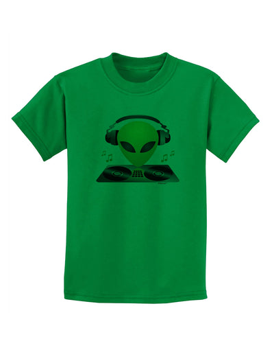 Alien DJ Childrens T-Shirt-Childrens T-Shirt-TooLoud-Kelly-Green-X-Small-Davson Sales