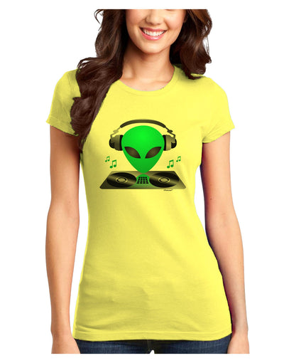 Alien DJ Juniors Petite T-Shirt-T-Shirts Juniors Tops-TooLoud-Yellow-Juniors Fitted X-Small-Davson Sales