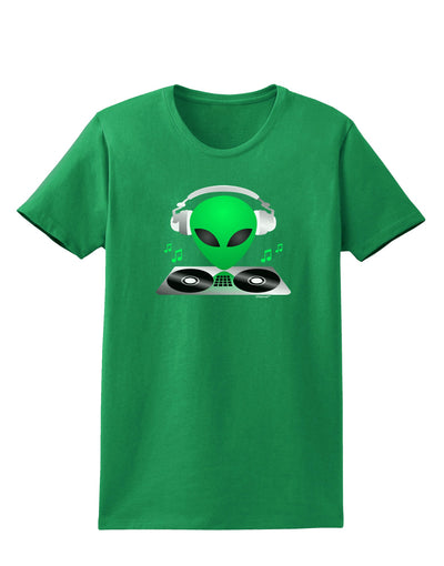 Alien DJ Womens Dark T-Shirt-TooLoud-Kelly-Green-X-Small-Davson Sales