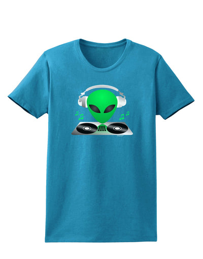 Alien DJ Womens Dark T-Shirt-TooLoud-Turquoise-X-Small-Davson Sales