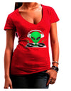 Alien DJ Womens V-Neck Dark T-Shirt-Womens V-Neck T-Shirts-TooLoud-Red-Juniors Fitted Small-Davson Sales
