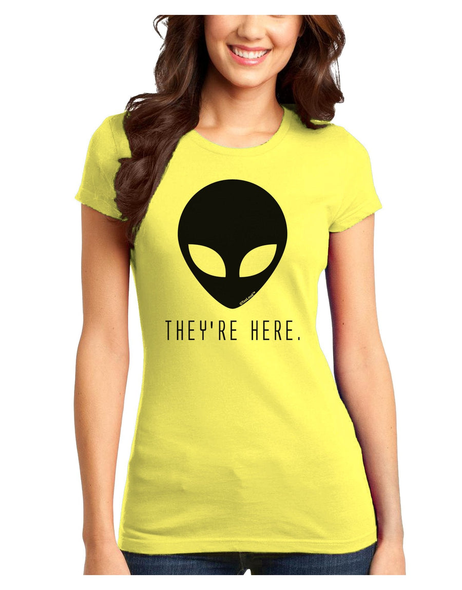 Alien They Are Here Juniors Petite T-Shirt-T-Shirts Juniors Tops-TooLoud-Ash-Gray-Juniors Fitted XXXX-Large-Davson Sales