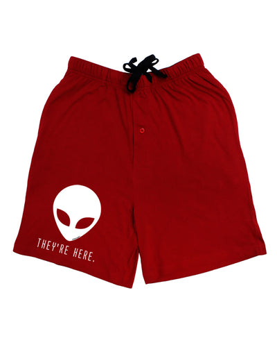 Alien They Are Here Adult Lounge Shorts-Lounge Shorts-TooLoud-Red-Small-Davson Sales