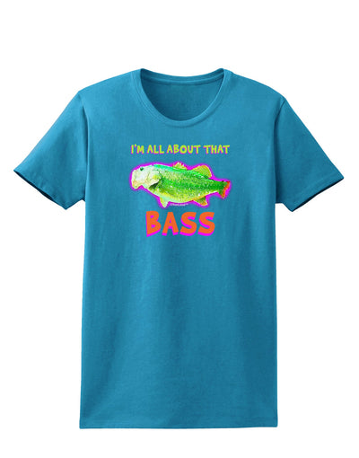 All About That Bass Fish Watercolor Womens Dark T-Shirt-TooLoud-Turquoise-X-Small-Davson Sales