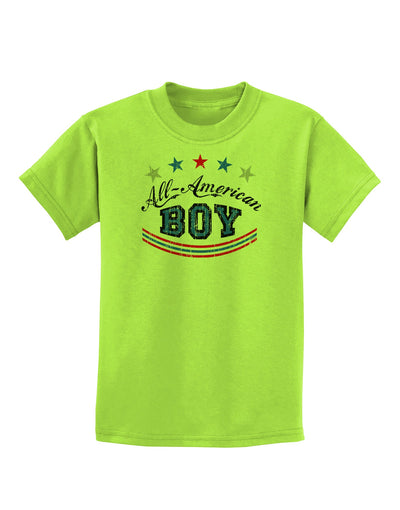 All-American Boy Childrens T-Shirt-Childrens T-Shirt-TooLoud-Lime-Green-X-Small-Davson Sales